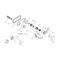 Baterie pentru lavoar Hansgrohe, Logis, cu montaj pe perete, parte vizibila, crom